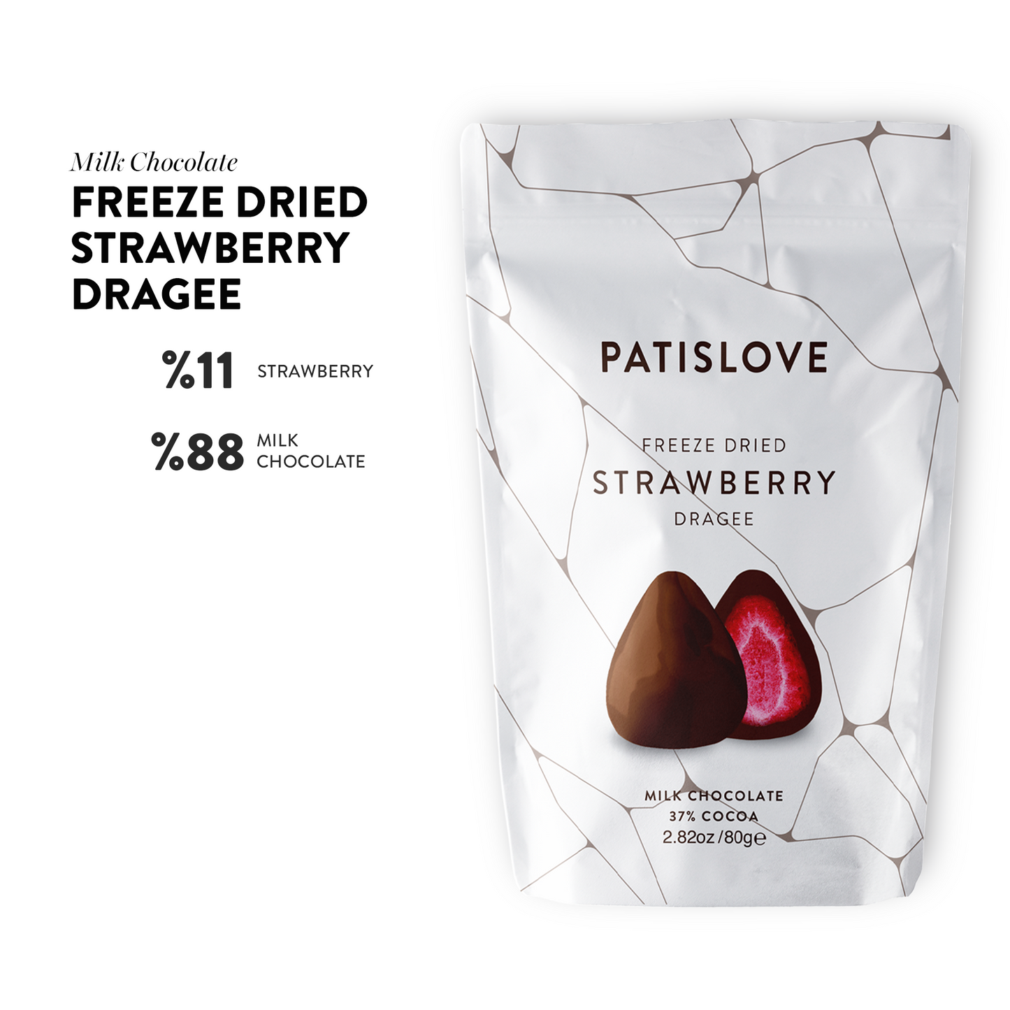 Freeze Dried Milk Chocolate Strawberry Dragee,80g
