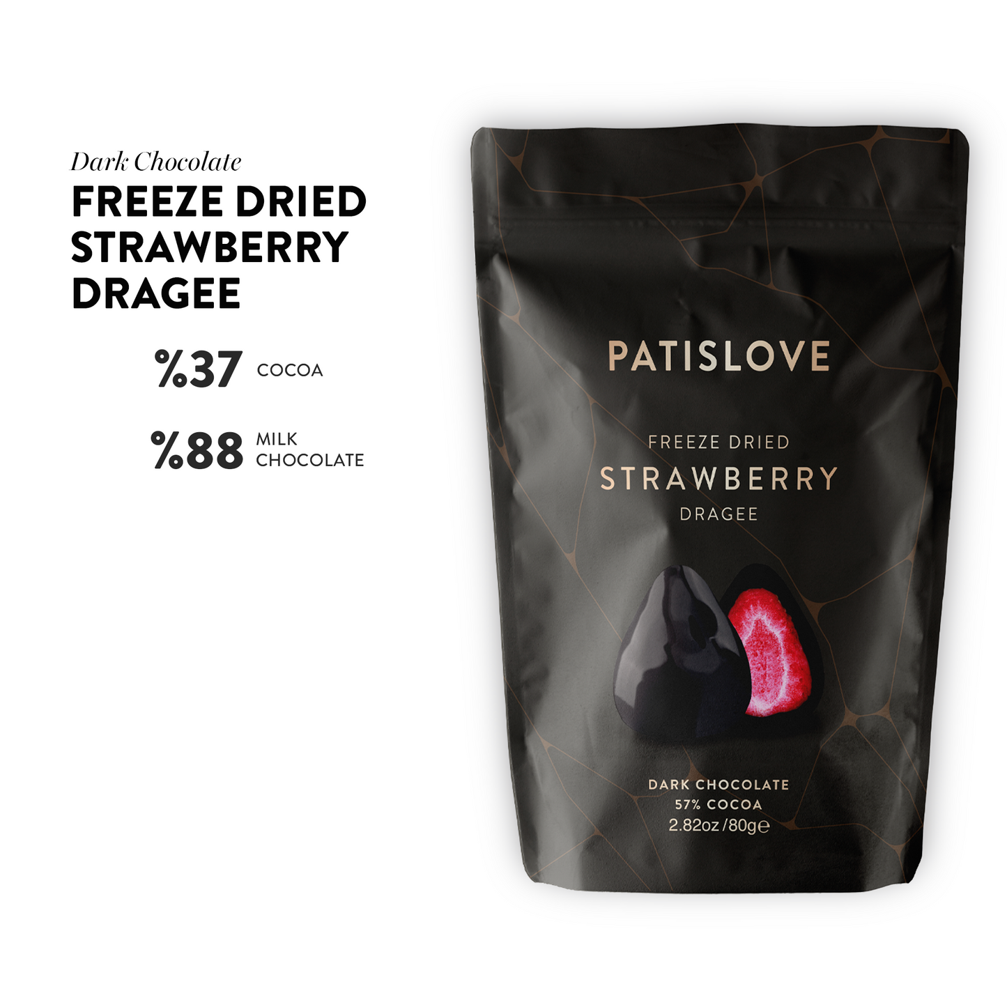 Freeze Dried Dark Chocolate Strawberry Dragee,80g