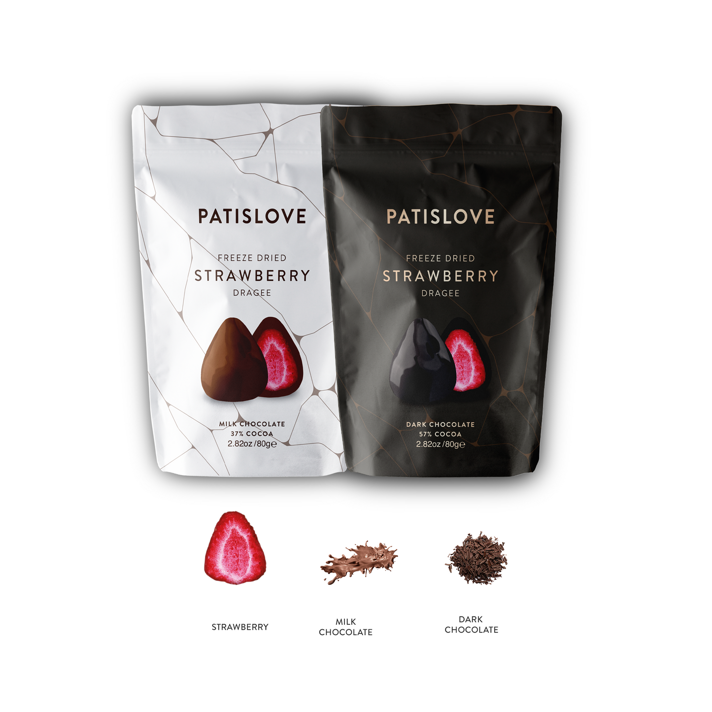 Freeze Dried Dark Chocolate Strawberry Dragee,80g