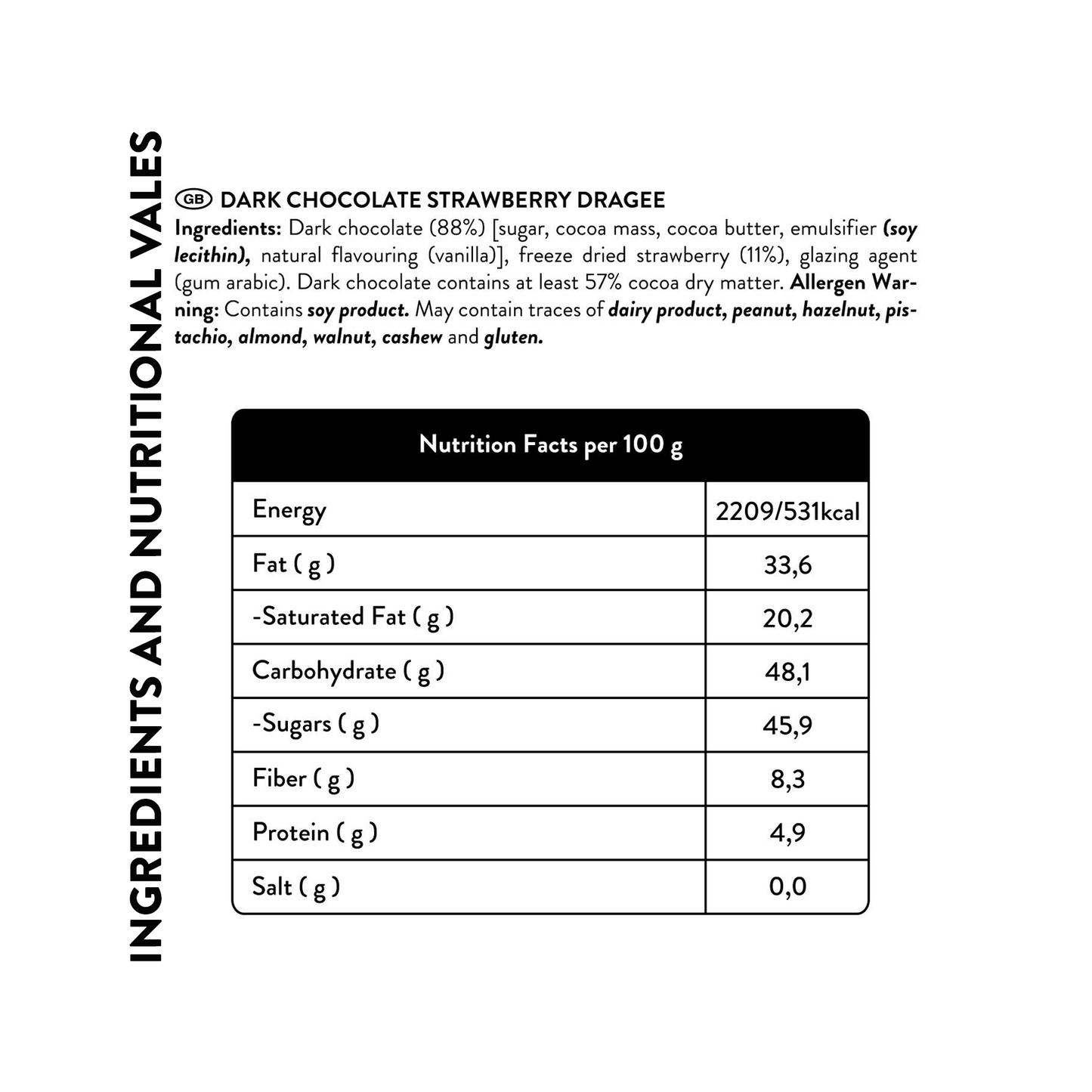 Freeze Dried Dark Chocolate Strawberry Dragee,80g