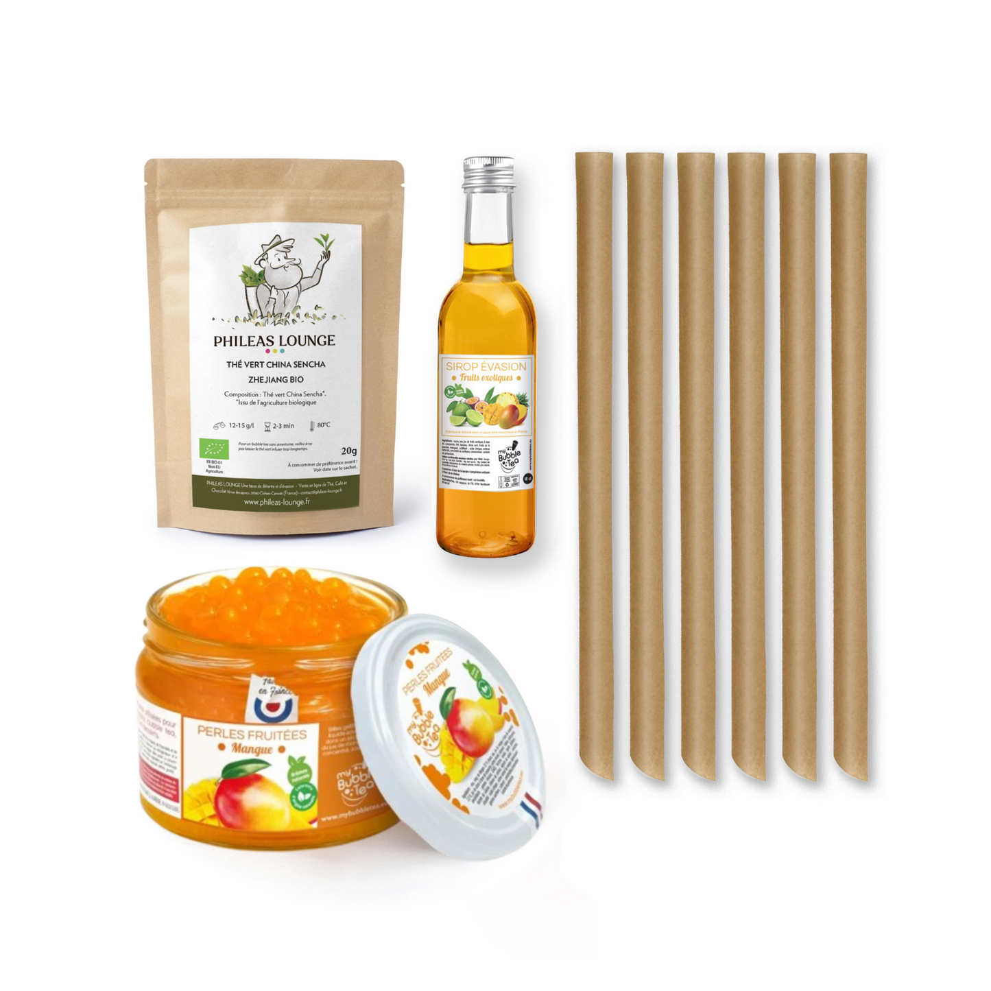 Bubble Tea Set für zu Hause - Mango für 6 Portionen