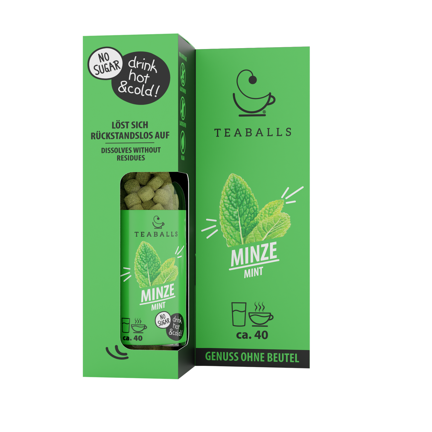 Minze TEABALLS - Erfrischendes Kaltgetränk mit Brause-Effekt