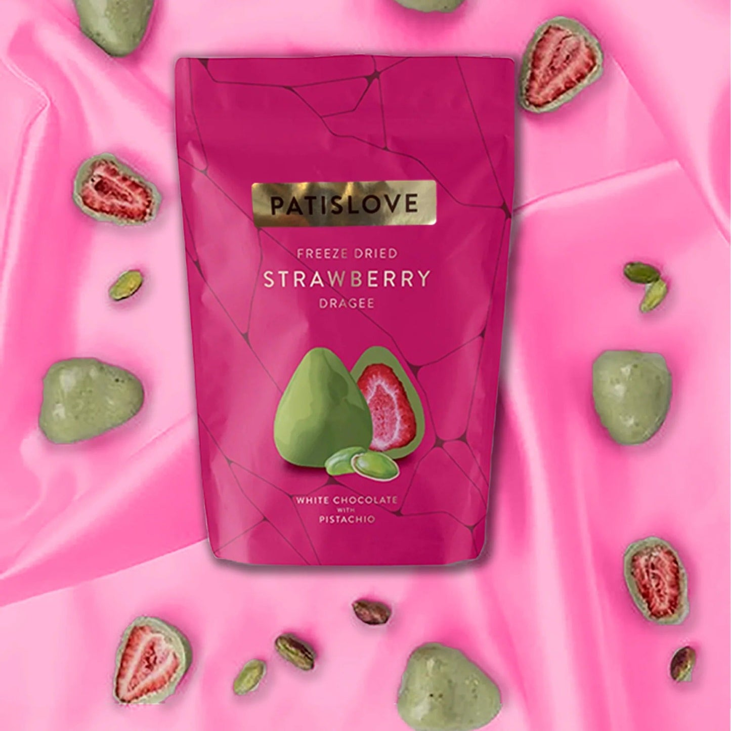 Pistachio White Chocolate Covered Freeze-Dried Strawberry,60g