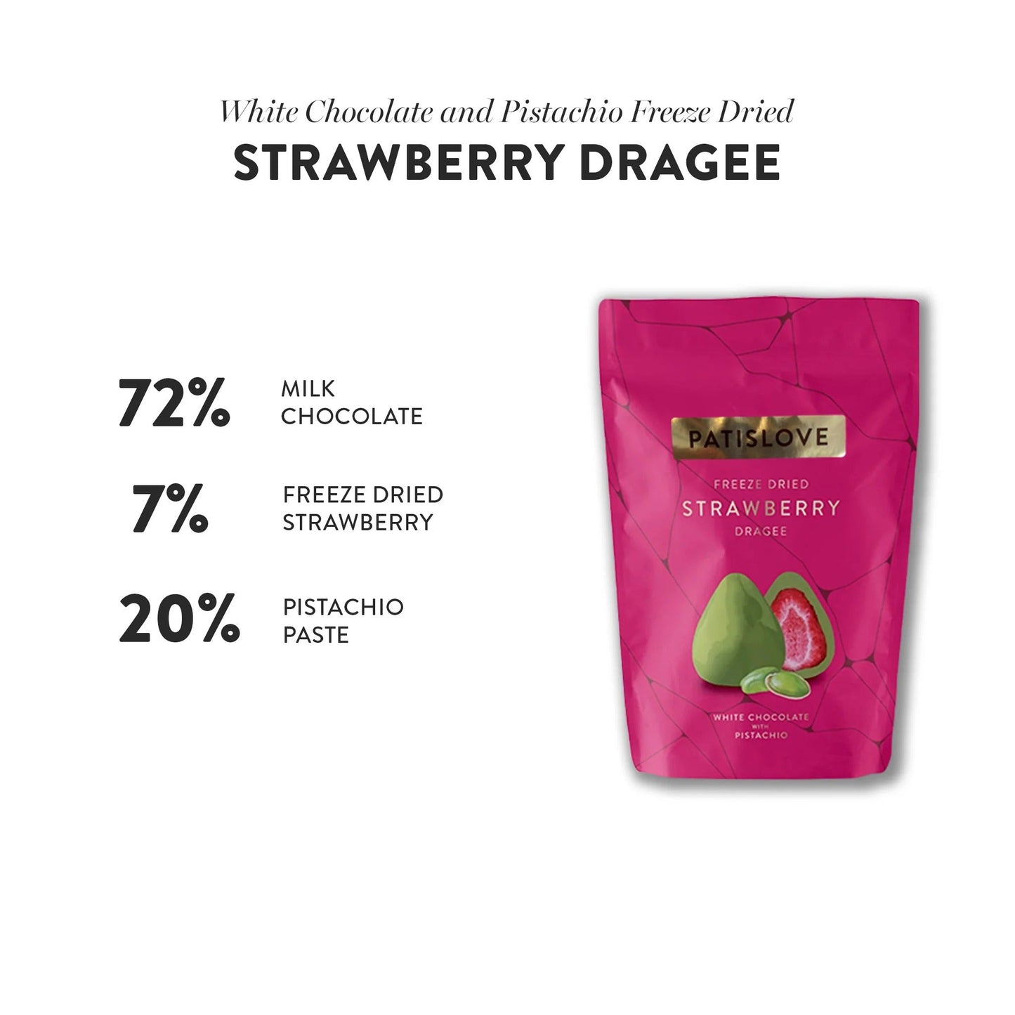Pistachio White Chocolate Covered Freeze-Dried Strawberry,60g