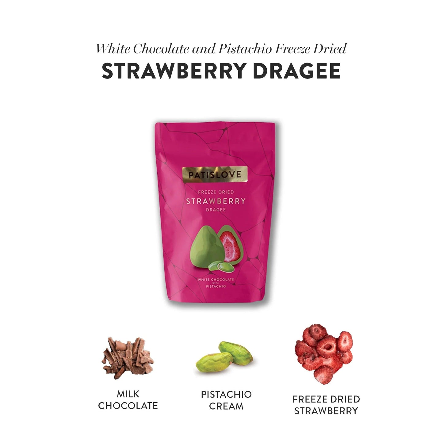Pistachio White Chocolate Covered Freeze-Dried Strawberry,60g