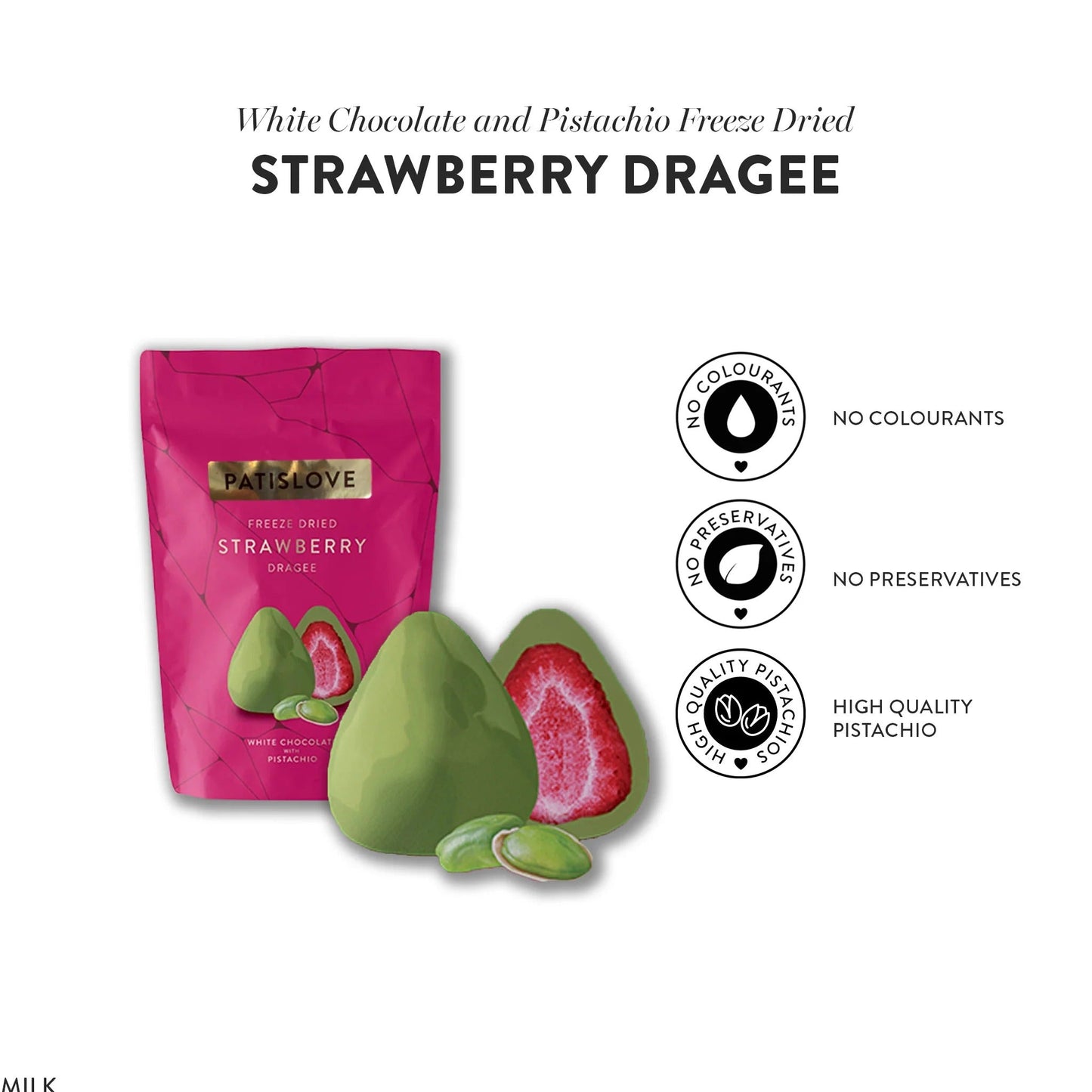 Pistachio White Chocolate Covered Freeze-Dried Strawberry,60g